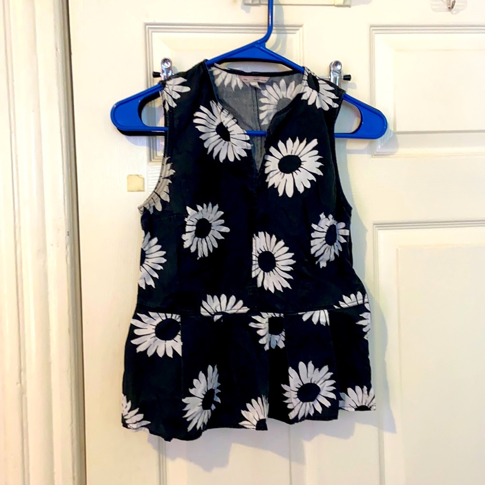 Cotton sleeveless flower shirt